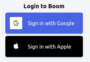 Boom Language social login buttons