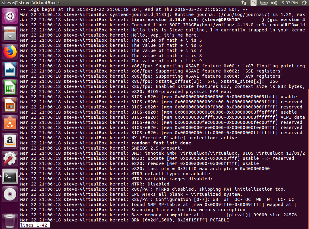 System Logs with our messages