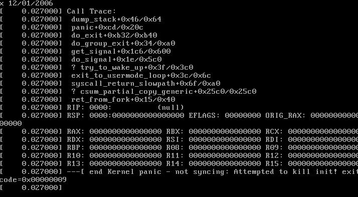 Screenshot of Kernel Panic
