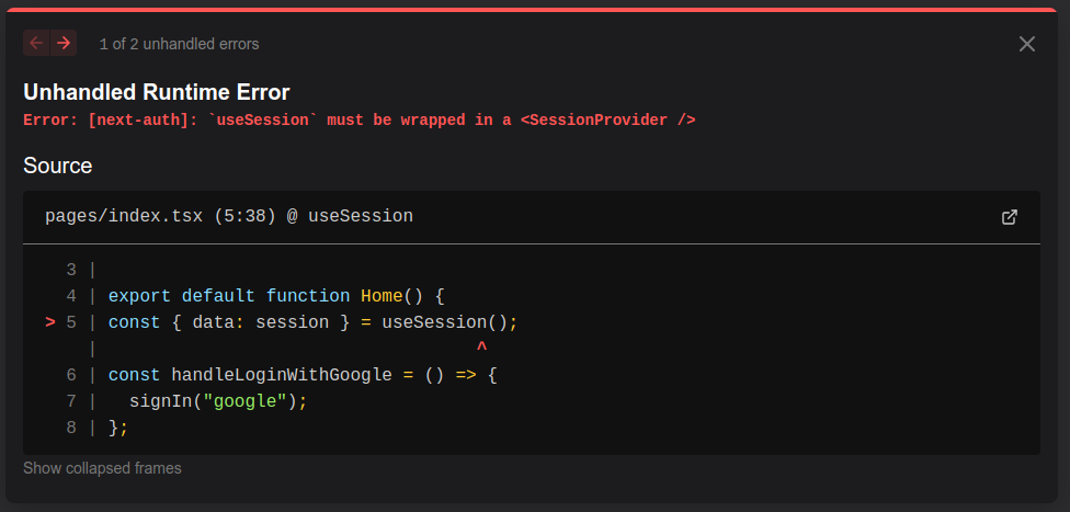 SessionProvider error